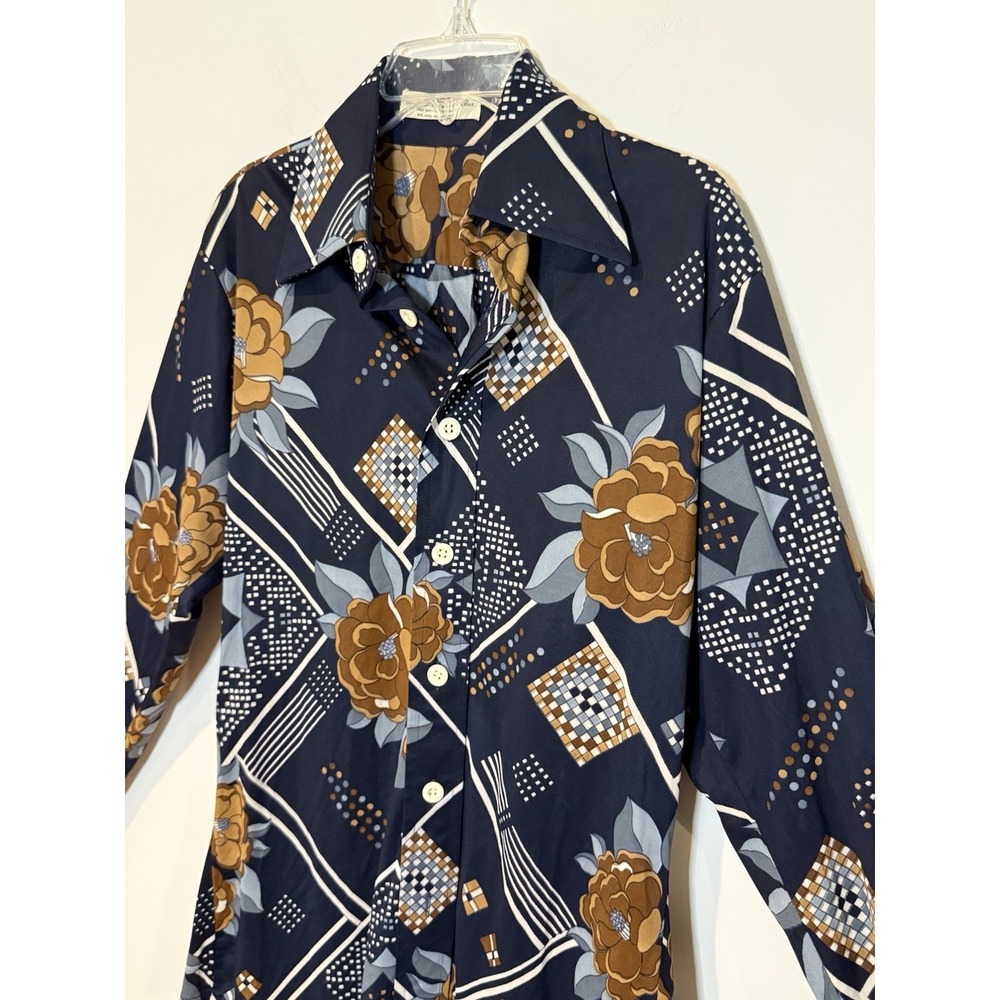 Vintage‎ 60s 70s Saturday Night Fever Disco Club Shirt Nik Nik Point Collar SM
